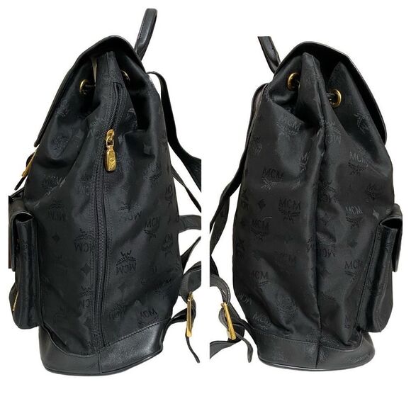 MCM Nylon Leather Backpack Black 💼 Y0130 - Picture 10 of 16